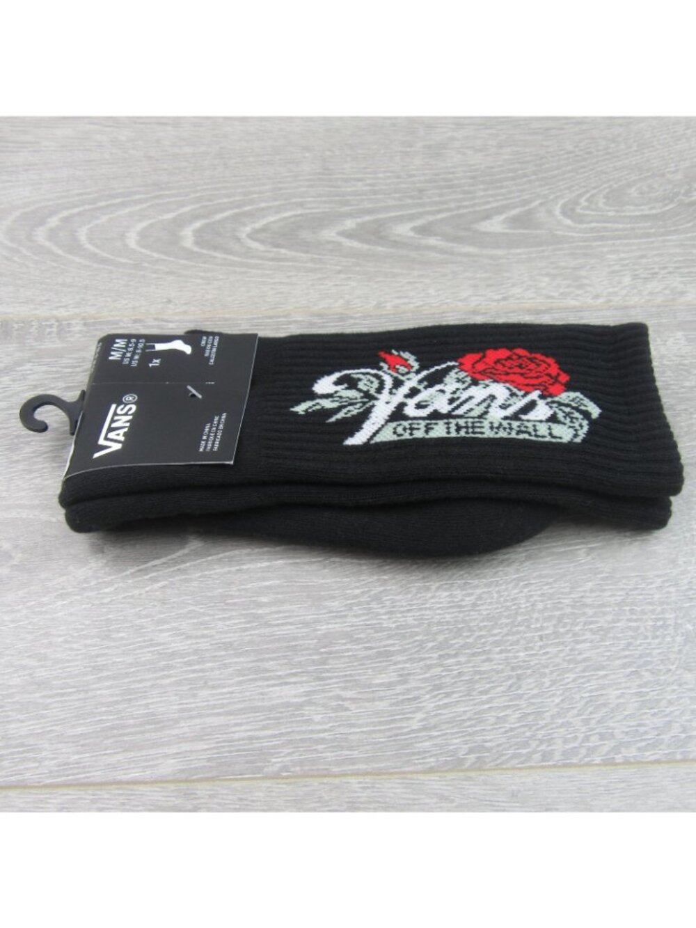 Vans Off The Wall Black Rose Crew Socks Unisex Size Medium (1 Pair) NEW - Picture 4 of 10